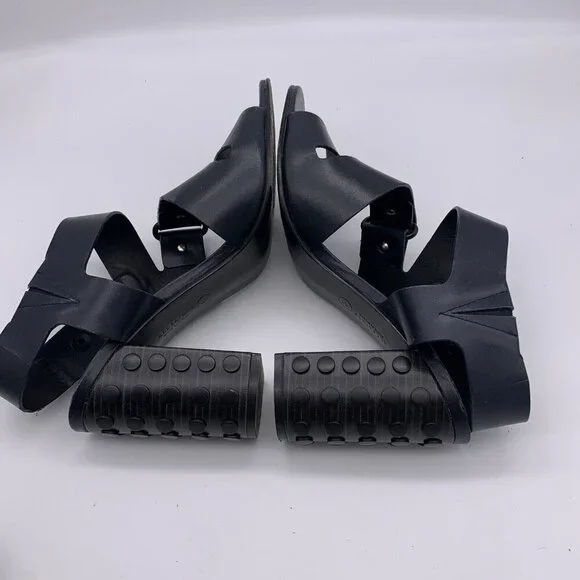 All Saints Leather East Heel Sandals Block Heel Shoes Strap Navy 41 Women’s 11 - Picture 10 of 15